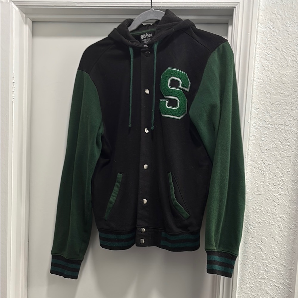 Harry Potter Slytherin Green & Black Varsity Hoodie Hot Topic Exclusive